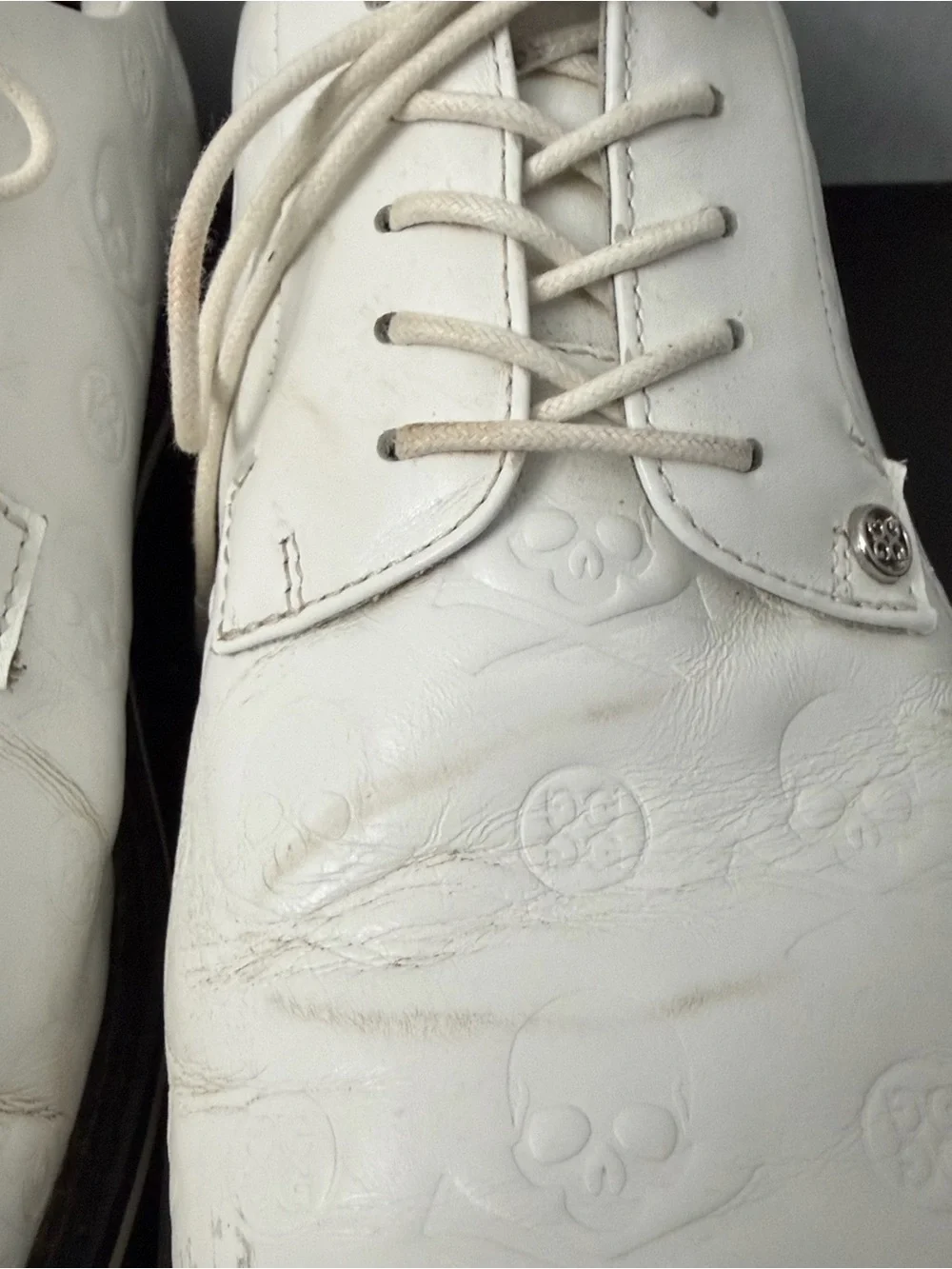 G/FORE Men's Gallivanter Debossed Skull & T's Leather Golf Shoes 12 Wide